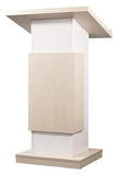 White Lectern Podium Stand with Locking Wheels Multi-Use Reception Desk 60x70x118cm Portable