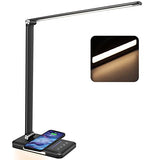 LED Desk Lamp with Night Light, Fast Wireless Charger, USB Charging Port, 10 Brightness, 5 Color Modes