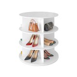 SpaceAid 3 Tier Rotating Shoe Rack Tower, Spinning Shoe Display Lazy Susan, Revolving 360 Shoe Rack Storage Round Carousel, Vertical Handbag Rotate Shoes Closet Organization (3-Tier White)