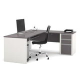BOWERY HILL L-Shaped Computer Desk, Sandstone Finish, Manufactured Wood and Laminate