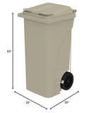 Safco Products 9926TN Rolling Mobile Plastic Step-On Trash Can for Hands-Free Disposal, Great for Home/Commercial Use, 32 Gallon, Tan Safco