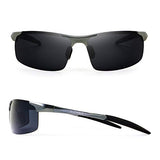 ANDOILT Mens Sports Polarized Sunglasses UV Protection Sunglasses for Men Fishing Driving Gray Frame Gray Lens
