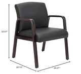Alera ALE Reception Lounge Series Guest Chair, Espresso/Black Leather