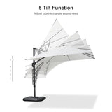 PURPLE LEAF 9.8' X 9.8' Left-right Tilting Patio Umbrella Outdoor Cantilever Swivel Square Umbrella Aluminum, White