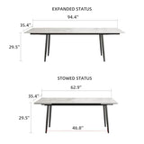 Dining Table (62.9" to 94.4") for 6 to 10 - Modern Rectangular Sintered Stone Table with High Hardness and Easy