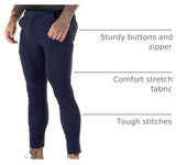 GINGTTO Mens Dress Pants Slim Fit Stretch Tapered Navy Blue Chinos Pants Men Ankle Length Twill 32x28