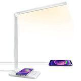 JOSTIC LED Desk Lamp with Wireless Charger, USB Charging Port, Desk Light with 10 Brightness, 5 Color Modes, White