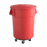 5 PACK! 55 Gallon Round Trash Can with Lid and Dolly, 200 Liter Commercial Trash Can, Trash Bin for Kitchen