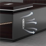 Rustic L Shaped Executive Office Desk with Shelves Storage Cabinet