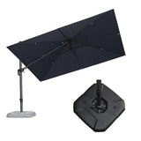PURPLE LEAF 11.5' X 8.2' Tilting Patio Umbrella with Base Outdoor Cantilever Swivel Rectangle Umbrella, Grey