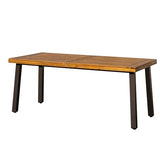 Devoko Home Acacia Wood Dining Table 6-Person Indoor Outdoor Table with Iron Legs, Sandblast Finish, Natural Stained, Rustic Metal, 69 * 33 * 30 inch (Natural)
