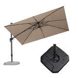 PURPLE LEAF 11.5' X 8.2' Tilting Patio Umbrella with Base Outdoor Cantilever Swivel Rectangle Umbrella Aluminum Offset, Beige