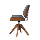 HULALA HOME Faux Leather Swivel Desk Chair No Wheels, Blue