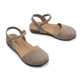 Athlefit Women's Closed Toe Sandals Comfort Cork Footbed Arch Support Flat Sandals Taupe Size 10