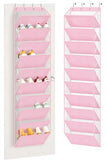 AOODA 10 Tier Clear Over the Door Shoe Organizer Storage, Deep Pockets Large Hanging Shoe Rack for Closet Door, Fit 20 Pairs Shoe Holder Hanger for Sneakers, Boots (Pink)