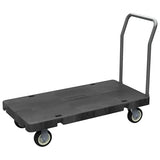 Akro-Mils Versa/Deck Push Dolly Cart with Wheels, Reinforced Plastic Platform Hand Truck with Removable Handle