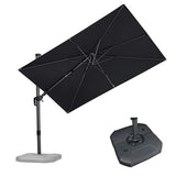 PURPLE LEAF 6.5' X 10' Right-left Tilt Patio Umbrella with Base Outdoor Cantilever Swivel Rectangle Umbrella Aluminum, Grey