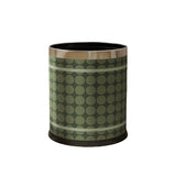 YIORYO Round Leather Trash Can, Garbage Can Under Desk Cabinet, Wastebasket Bin