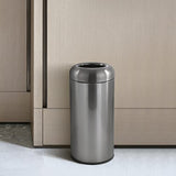 Stainless Steel Trash Can Outdoor Large Garbage Can with Lid Open Top Trash Bin Commercial Big Kitchen Garbage Bin