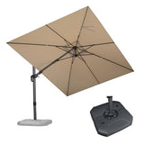 PURPLE LEAF 9' X 12' Right-left Tilt Patio Umbrella with Base Outdoor Cantilever Swivel Rectangle Umbrella, Beige