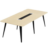 8FT Conference Table, 94.48” Meeting Seminar Table, Boardroom Table Workstation for Meeting Room, Office Conference (Light Oak)