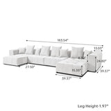 JACH 183.5 Inch U-Shaped Modular Sectional Sofas, Modern 4-Seater Couch with Chaise Ottomans