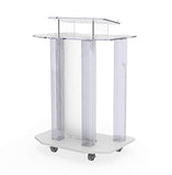 FixtureDisplays® Acrylic Podium Wood Pulpit Large Lecterm for Church School Conference Plexiglass