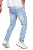 GINGTTO Blue Jeans Men Skinny Slim Fit Stretch Flex Denim Pants 34x30