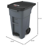 Commercial Products Brute Step-On Rollout Trash/Garbage Can/Bin with Wheels 32 GAL Gray for Restaurants