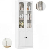Cyclysio 80" Tall Bookcase with 4 Doors & Adjustable Shelves - Modern Bookcase with Built-in Baseboard Notch