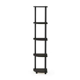 Furinno TURN-N-TUBE Corner Shelf, 5-Tier Corner Bookshelf, Open Storage Shelves, Espresso