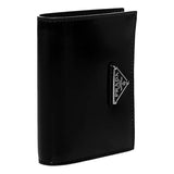 Prada Unisex Bifold Black Polished Leather Triangle Logo Small Card Holder Wallet 1MV204