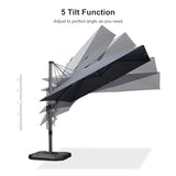 PURPLE LEAF 8.8' X 8.8' Left-right Tilt Patio Umbrella with Base Outdoor Cantilever Swivel Square Umbrella, Grey