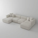 Convertible Modular Sectional Sofa with Movable Ottomans