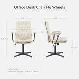 EYYTHUNG Desk Chair No Wheels with Arms Crossleg Stationary Ergonomic Soft Cushion