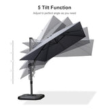 PURPLE LEAF 8' X 11' Left-right Tilt Patio Umbrella Outdoor Cantilever Swivel Rectangle Umbrella Aluminum Offset Umbrella with 360-degree Rotation for Garden Deck Pool Patio Light Grey