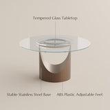 POVISON Round Dining Table for 4, 51" Glass Tabletop Dining Table