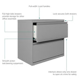 Hirsh 30 inch W 2 Drawer Metal Lateral 101 File Cabinet Arctic Silver