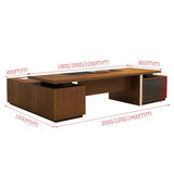LSIGHTUS 94" Brown Modern L Shaped Executive Desk, Wood Computer Desk