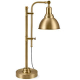 Rustic Desk Lamp Brass Adjustable, Industrial Style Metal Task Lamps 25"-29", Vintage Work Light