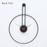 AMAATE Modern Minimalist Wall Clock, Black Metal Ring and Wooden Face, Natural Style Silent Non-Ticking for Living Room, Bedroom, Office Decor, 21.6"x28.7"