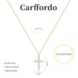 Carffordo 16K Gold Plated Cross Necklace for Women, Cubic Zirconia Necklace
