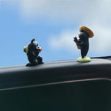 RCASGCAT Mini Cat Desk Figurines, Cute Computer Monitor Miniature Cat Desk Set for Office, Rearview Mirror, Home Decor