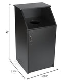 Displays2go Commercial Trash Bin with Black Finish, MDF Construction