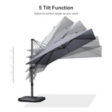 PURPLE LEAF 8.8' X 8.8' Left-right Tilt Patio Umbrella Outdoor Cantilever Swivel Square Umbrella with Tilt Aluminum Offset Umbrella with 360-degree Rotation for Garden Deck Pool Patio Light Grey