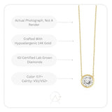 IGI Certified 1/4 to 3 Carat Lab Grown Diamond Round Solitaire Pendant Necklace