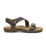 Athlefit Women Comfort Arch Support Orthopedic Sandals Fashion Open Toe Orthotic Grey Sandals with Back Strap Size 6.5