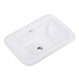 Bathroom Vessel Sink 20" x 15" Semi Recessed Sink White Drop in ceramic Sink with Overflow Modern Sinks Bowl Vanity Above Counter Basin