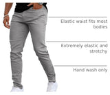 GINGTTO Skinny Jeans Men Grey Stretch Slim Fit Elatic Waist Tapered 32