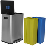 16 Gallon (60L) Step Trash Can – Dual Compartment Kitchen Garbage Can – Waste & Recycling Bins